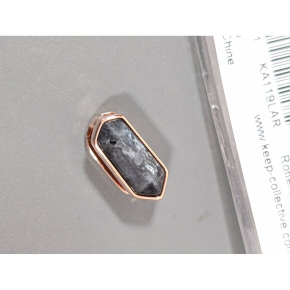 Keep Collective Mini Geo Bar Larvikite Rose Gold Tone Slide Charm NEW - Picture 2 of 6